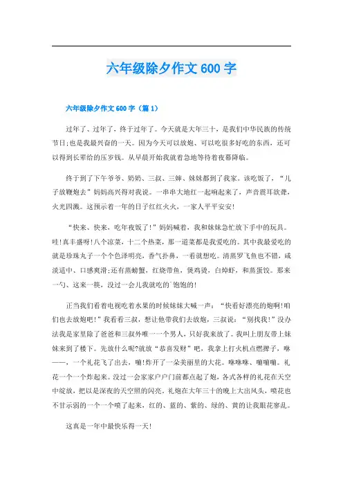 六年级除夕作文600字