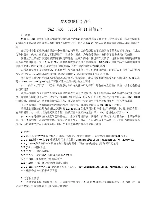 SAE J403 SAE碳钢化学成分