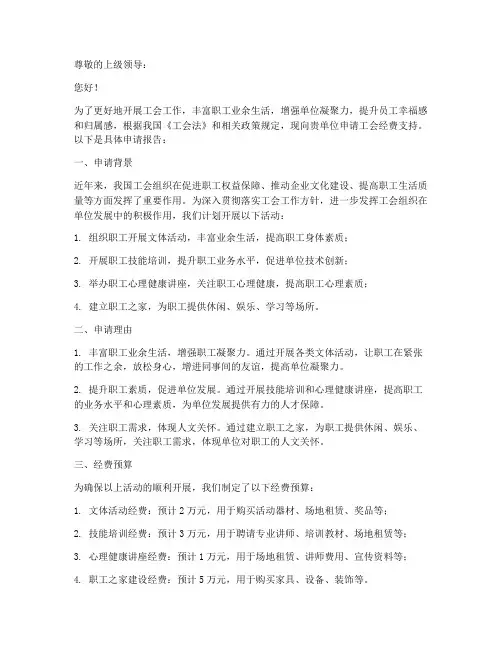 关于工会经费申请报告