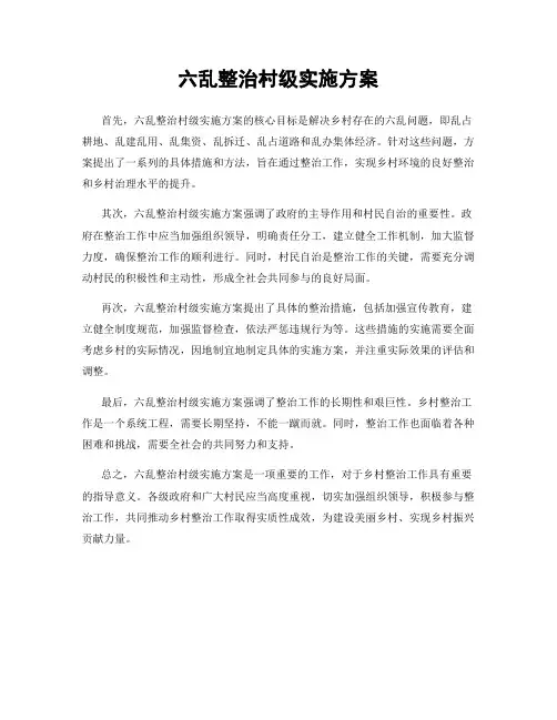 六乱整治村级实施方案