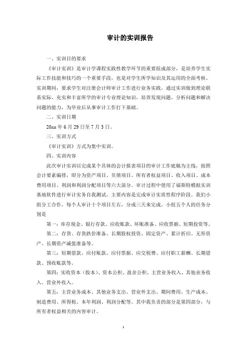 审计的实训报告(最新)