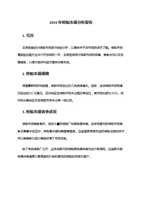 2024年修船市场分析报告