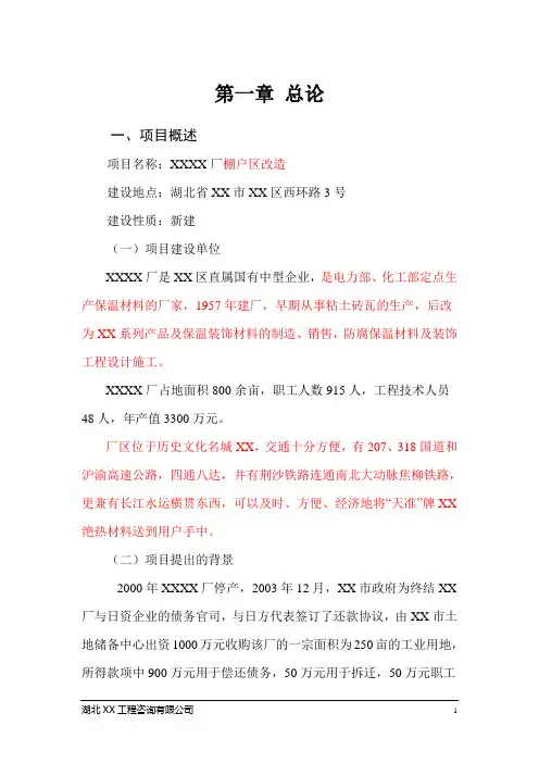 某厂棚户区改造项目可行性研究报告