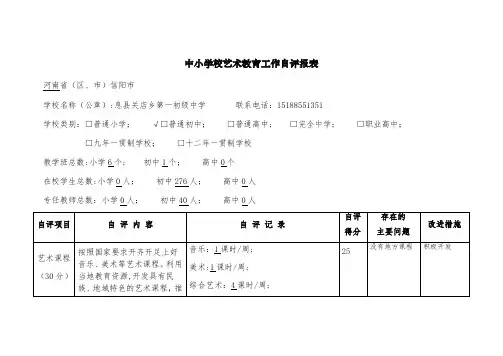 学校艺术工作自评表