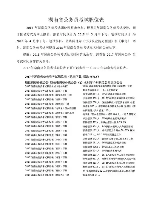 湖南省公务员考试职位表.doc