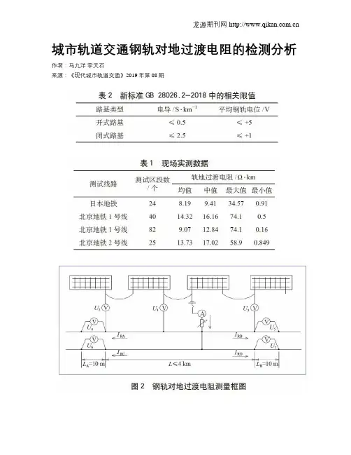 城市轨道交通钢轨对地过渡电阻的检测分析