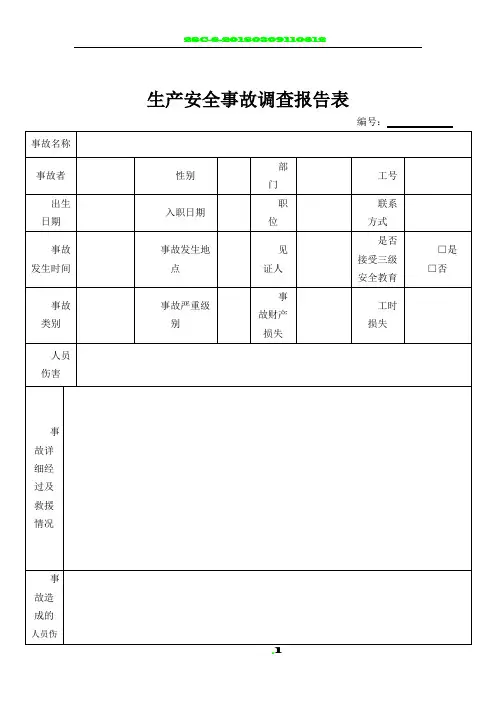 安全生产事故调查报告表-示例