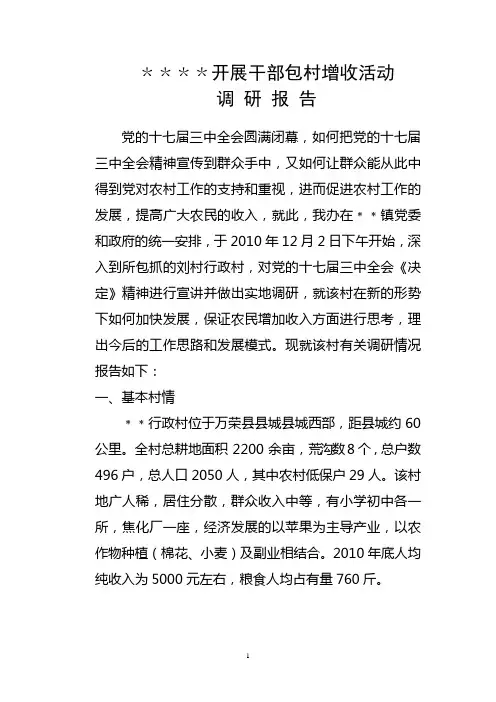 干部包村调研报告1
