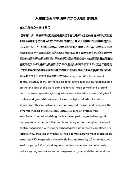汽车磁流变半主动悬架混合天棚控制仿真