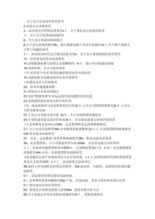 财务管理专业毕业论文题目