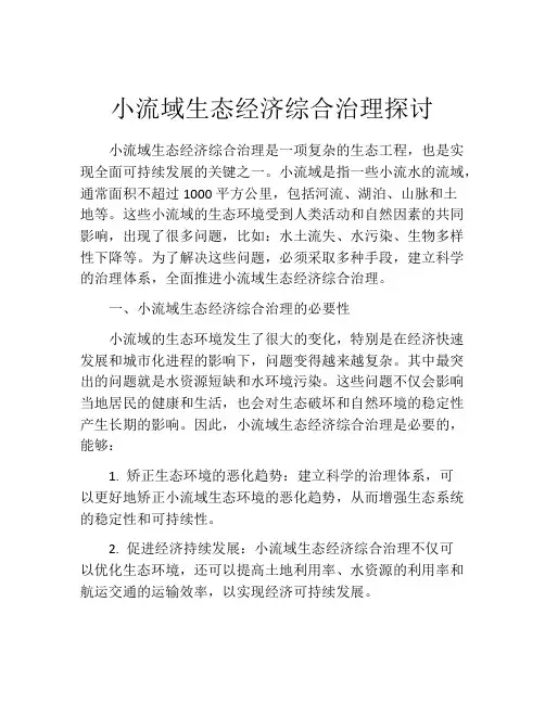 小流域生态经济综合治理探讨