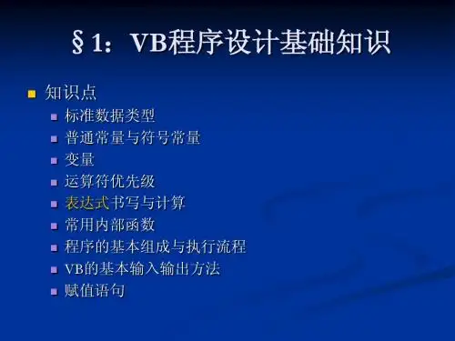 vb程序设计基础