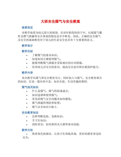 大班安全煤气与安全教案【含教学反思】
