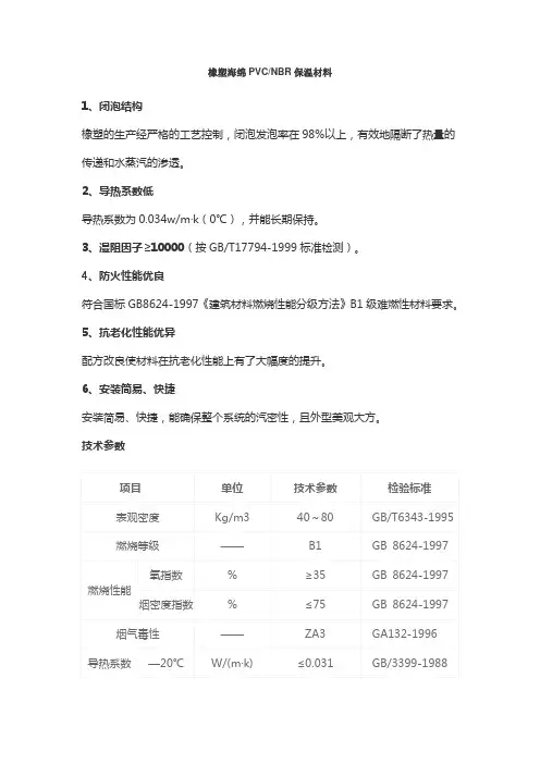 pvcnbr发泡橡塑特性