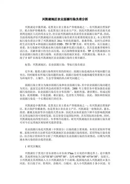 兴凯湖地区农业面源污染负荷分析