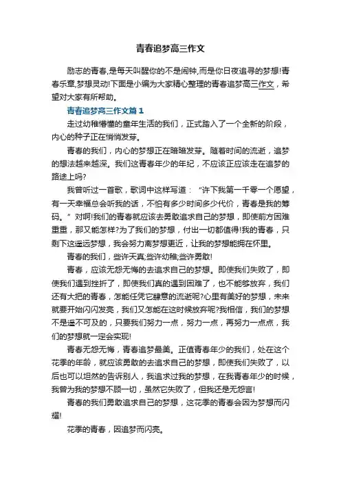 青春追梦高三作文
