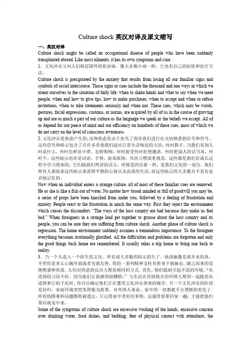 Culture Shock中英对译及缩写