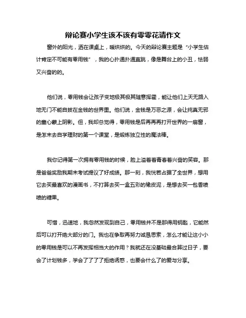 辩论赛小学生该不该有零零花请作文