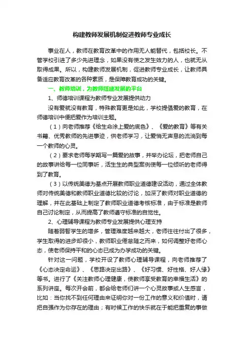 构建教师发展机制促进教师专业成长