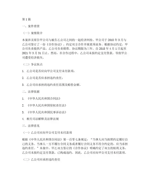 经济案件法律意见(3篇)