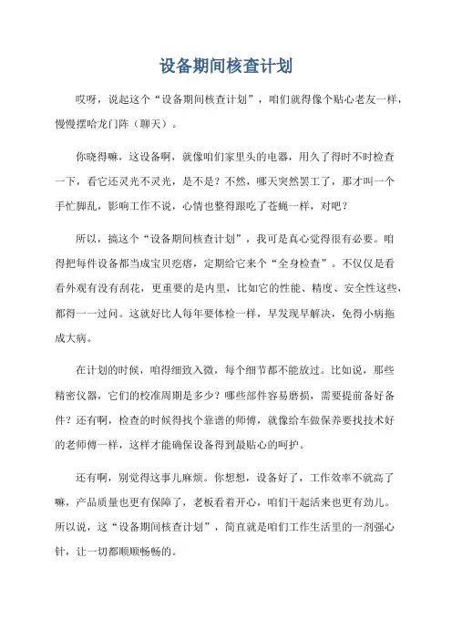 设备期间核查计划