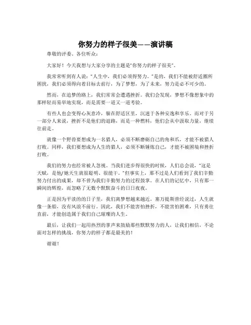 你努力的样子很美演讲稿