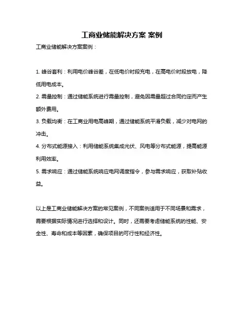 工商业储能解决方案 案例