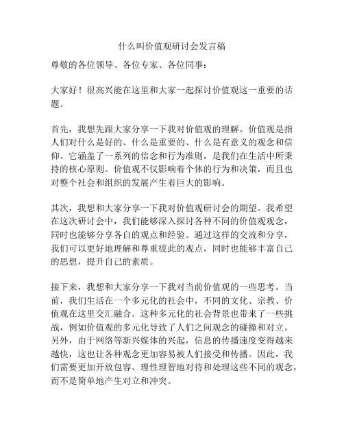什么叫价值观研讨会发言稿