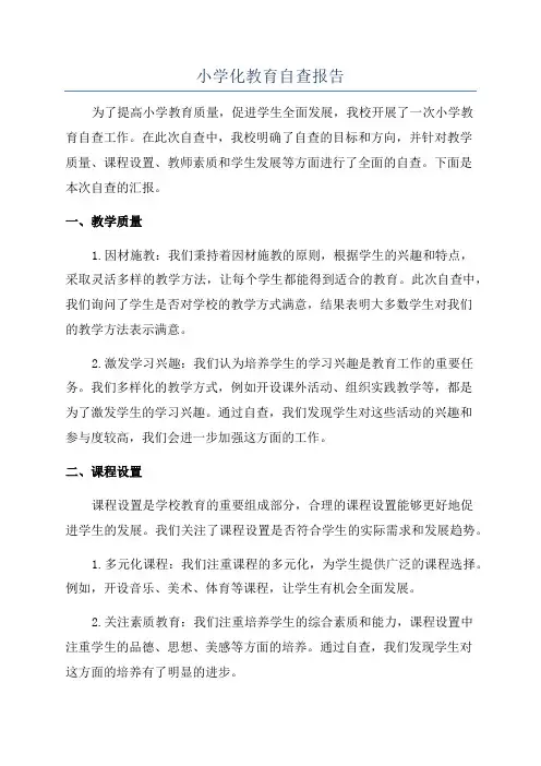 小学化教育自查报告