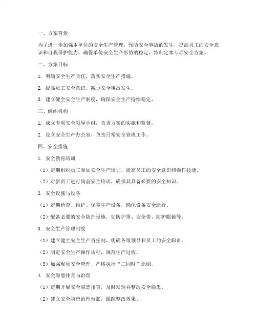 专项安全方案格式
