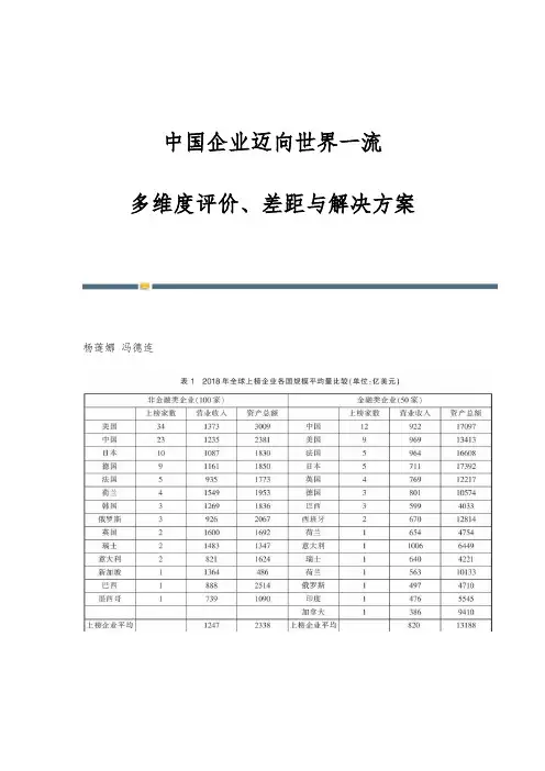 中国企业迈向世界一流：多维度评价、差距与解决方案