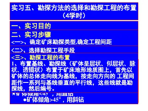 矿产勘查 实习四、勘探方法的选择和勘探工程的布置 (4学时)