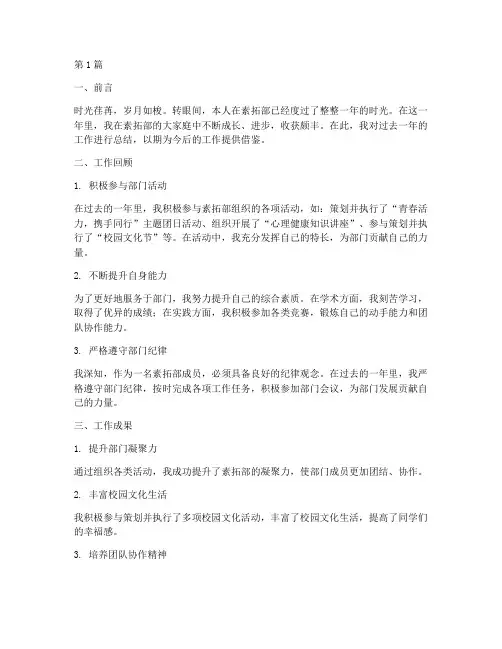 素拓部年度个人总结(3篇)
