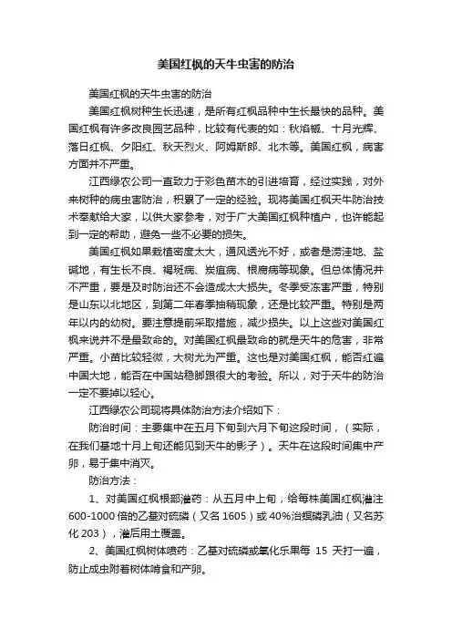 美国红枫的天牛虫害的防治