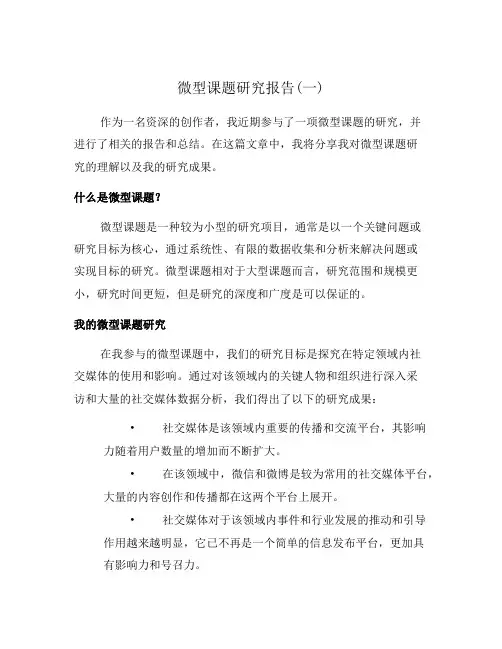 微型课题研究报告(一)
