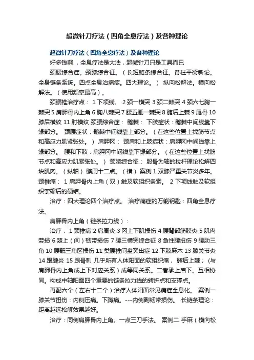 超微针刀疗法（四角全息疗法）及各种理论