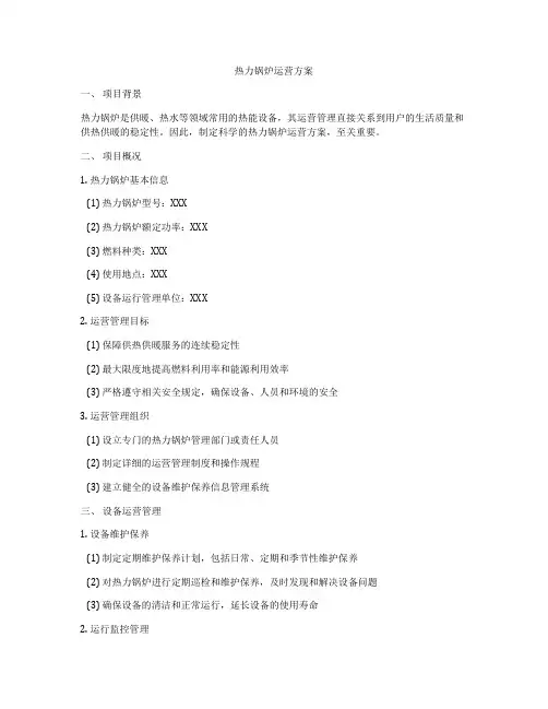 热力锅炉运营方案