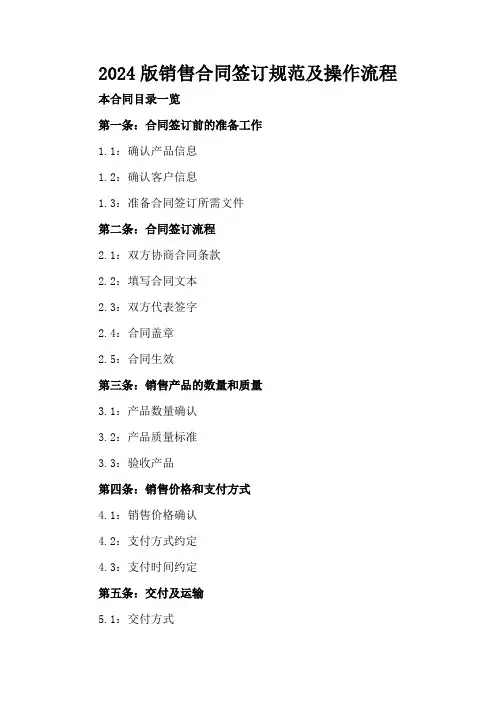 2024版销售合同签订规范及操作流程