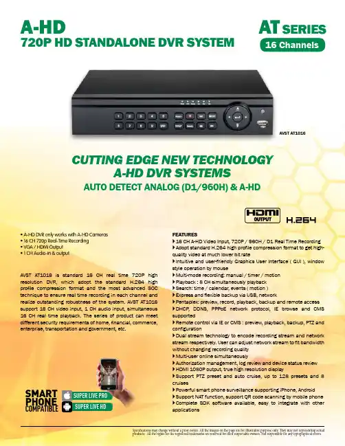 AVST AT1016 16 CH 720P A-HD DVR系统说明书