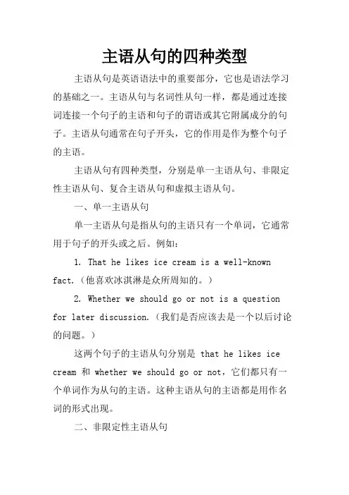 主语从句的四种类型