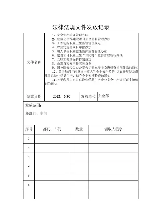文件发放记录表