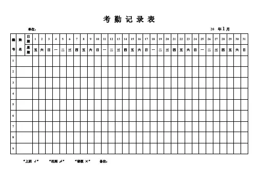 全年考勤记录表