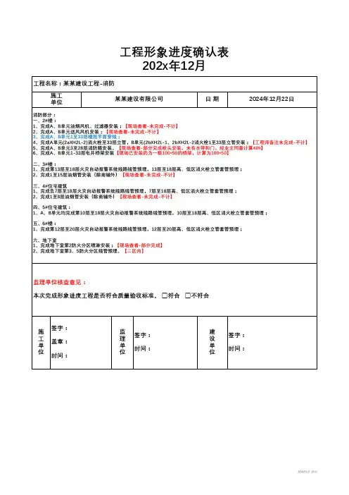 工程形象进度确认表