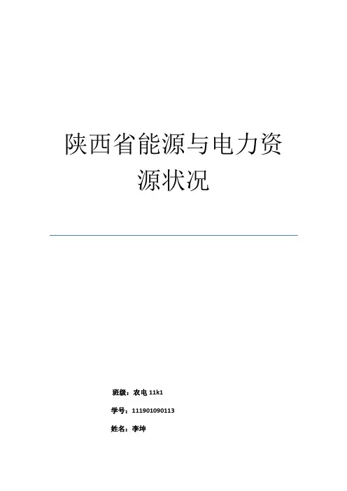 陕西省能源与电力资源状况