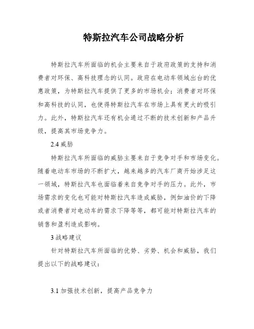 特斯拉汽车公司战略分析