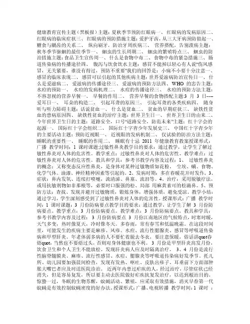 健康教育宣传主题（黑板报）
