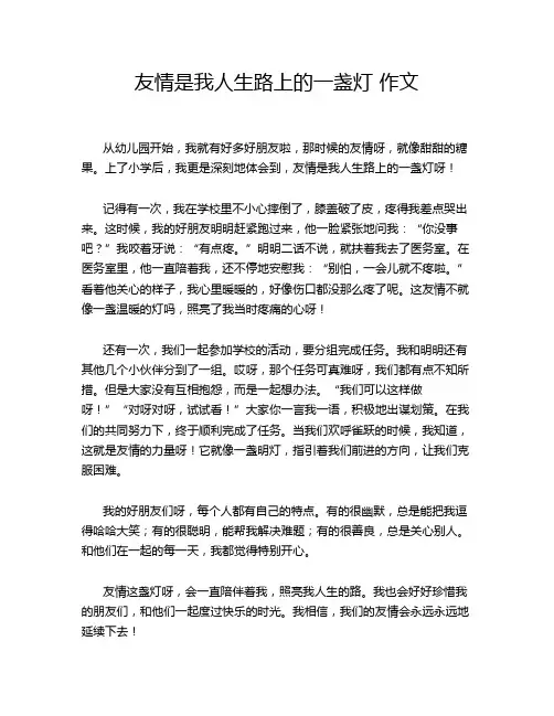 友情是我人生路上的一盏灯 作文