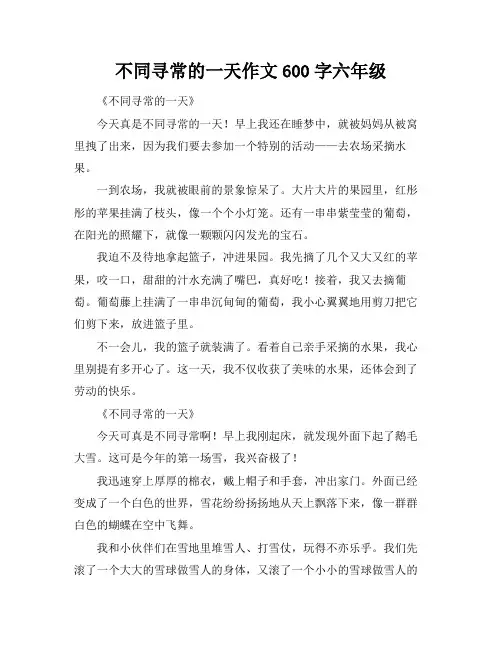 不同寻常的一天作文600字六年级