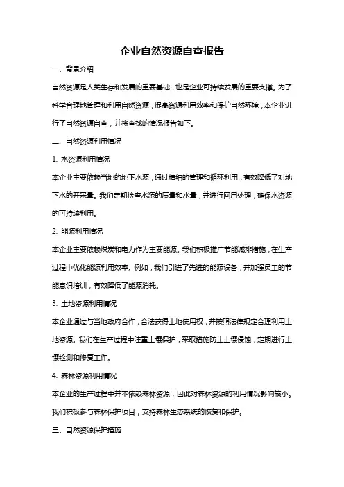 企业自然资源自查报告
