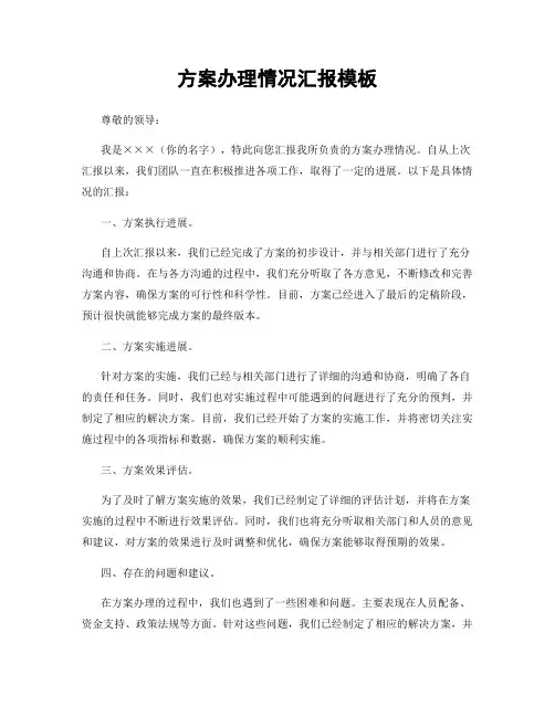 方案办理情况汇报模板